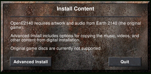 Installation wizard for the game assets